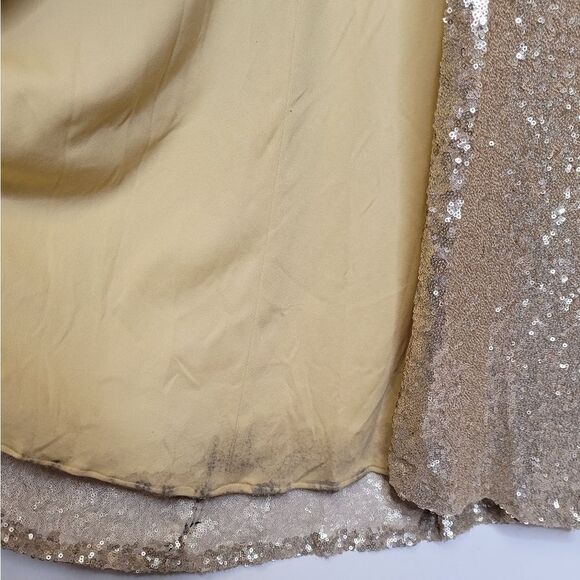 CHRISTINA WU gold matte sequin celebration style cowl back gown dress‎ 10 - Picture 9 of 13